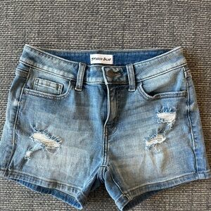 Studio Blue Women's Distressed Jean Shorts - Light Blue